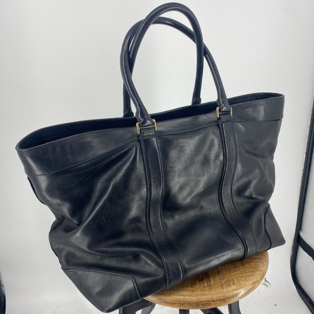 Coach 70487 Black Leather Bleecker Legacy Tote